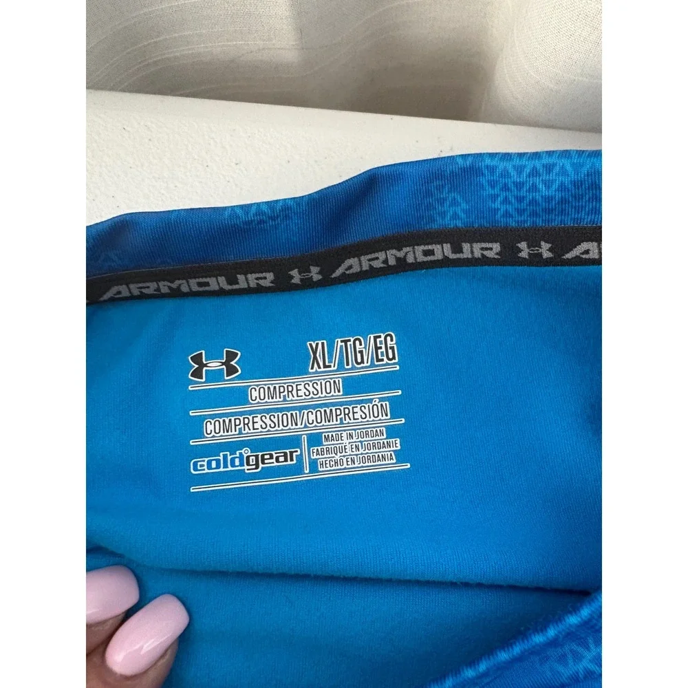 Under Armour Mens ColdGear Compression Shirt XL Blue‎ Digital Camo Long Sleeve